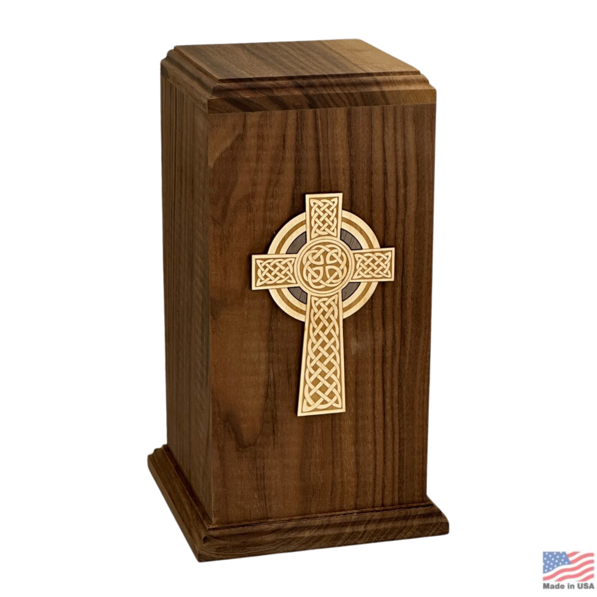 Celtic Cross Walnut Urn