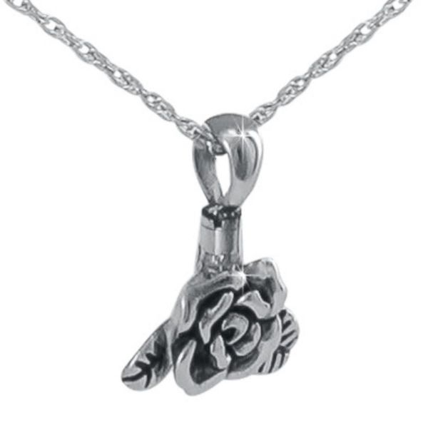 Silver Rose Keepsake Necklace