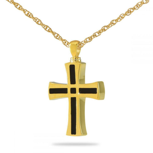 Men's Cross Chain Link Gold Steel Keepsake